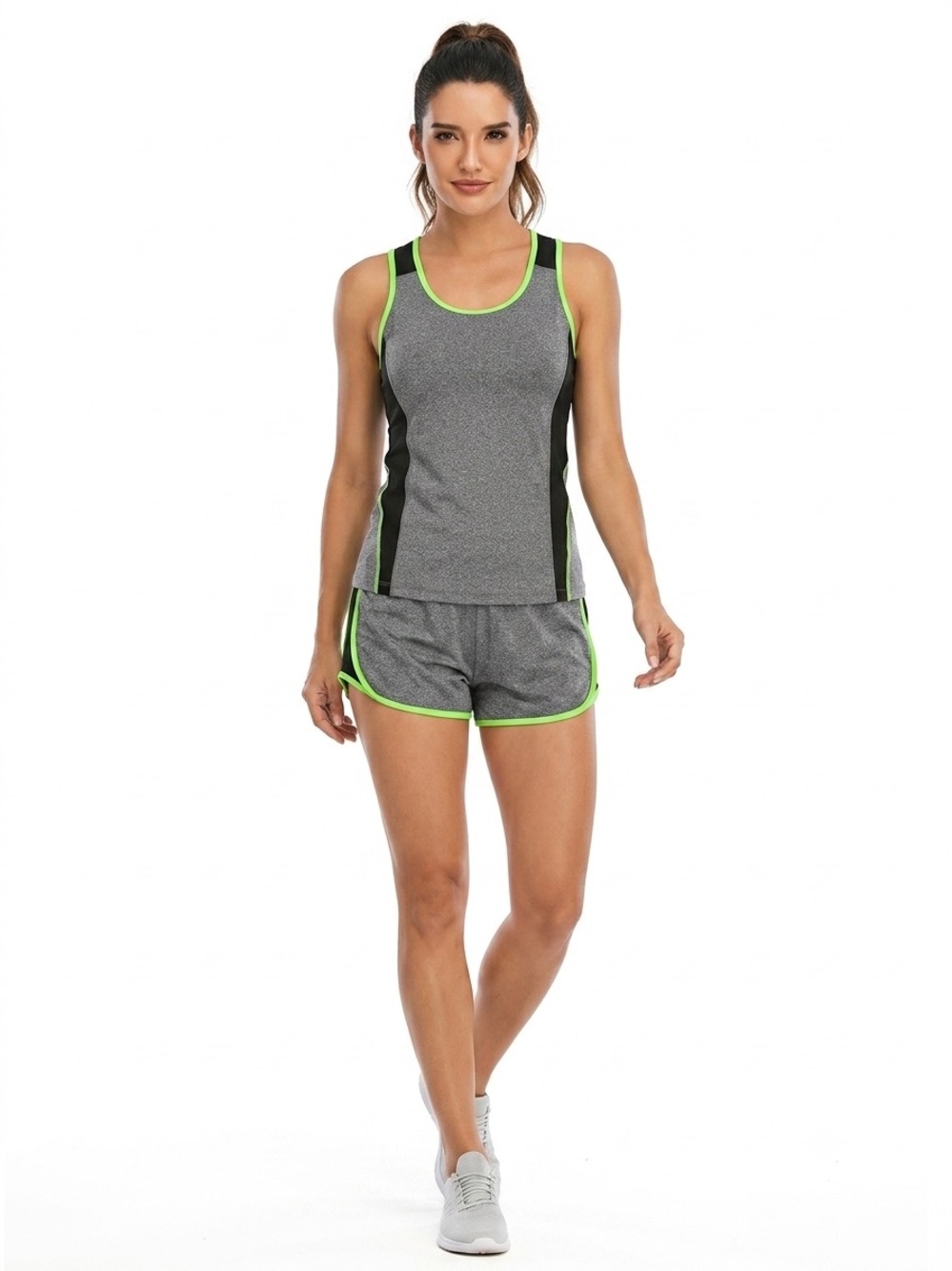 Women’s Gray & Neon Green Athletic Outfit